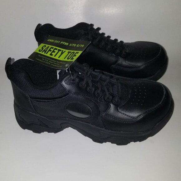 NEW Safety Toe Black Shoes Work ANSI Z41 PT99 ~ Men's Size 7 /Approx Women's 8.5 - Picture 2 of 12